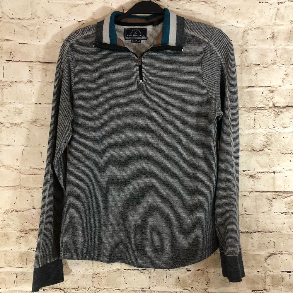 Men’s Knit Heritage Gray Half zip sweater small